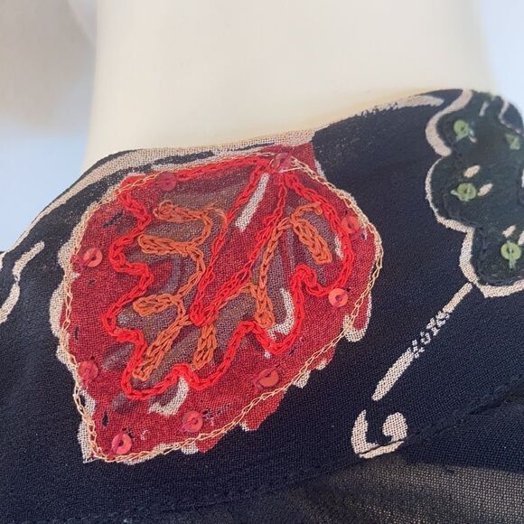 Chico’s kimono sleeve embroidered sequin jacket burnout black floral S M - Picture 15 of 16